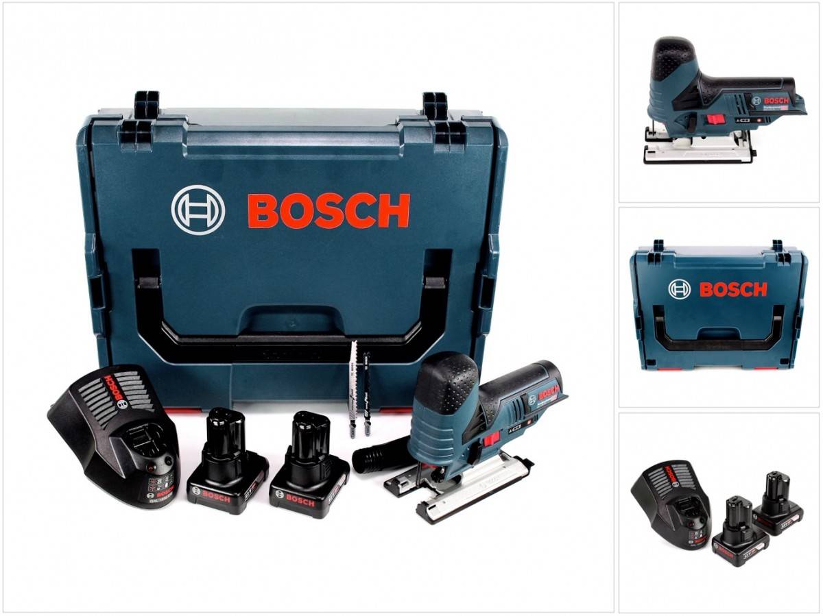 Bosch GST 12V-70 Professional Akku Stichsäge 12 V + 2x Akku 6,0 Ah + Ladegerät + L-Boxx