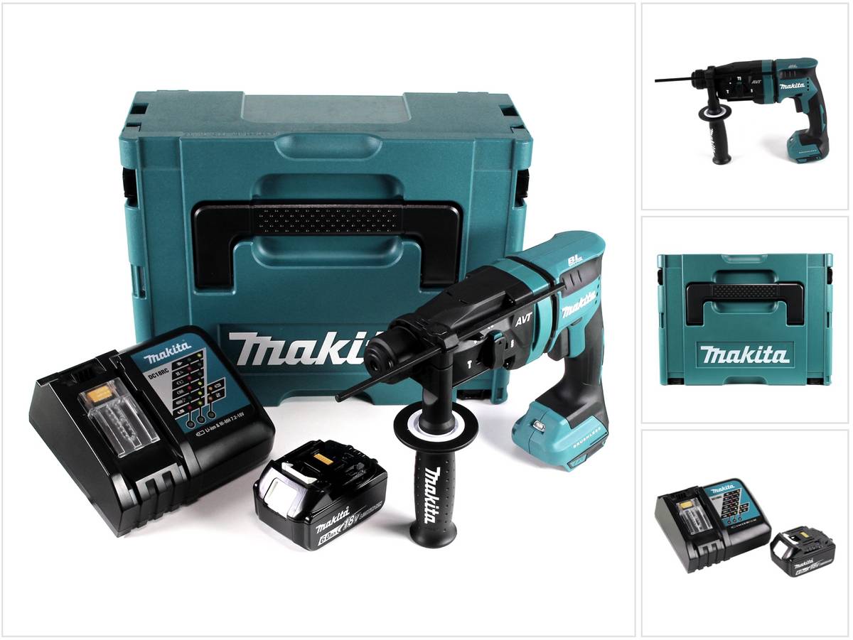 Makita DHR 182 RG1J Akku Bohrhammer 18V 1,7J SDS plus Brushless + 1x Akku 6,0Ah + Ladegerät + Makpac