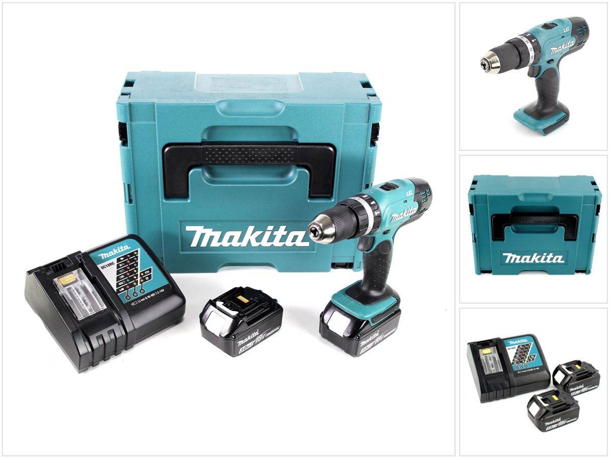 Makita DHP 453 RFJ Akku Schlagbohrschrauber 18V 42Nm + 2x Akku 3,0Ah + Ladegerät + Makpac