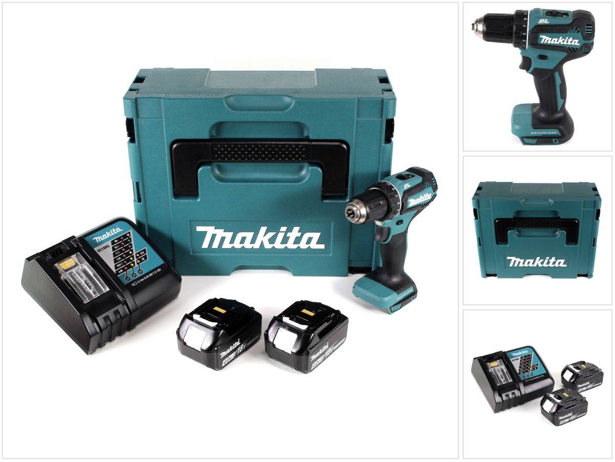 Makita DDF 485 RFJ Akku Bohrschrauber 18V 50Nm im Makpac + 2x 3,0 Ah Akku + Ladegerät