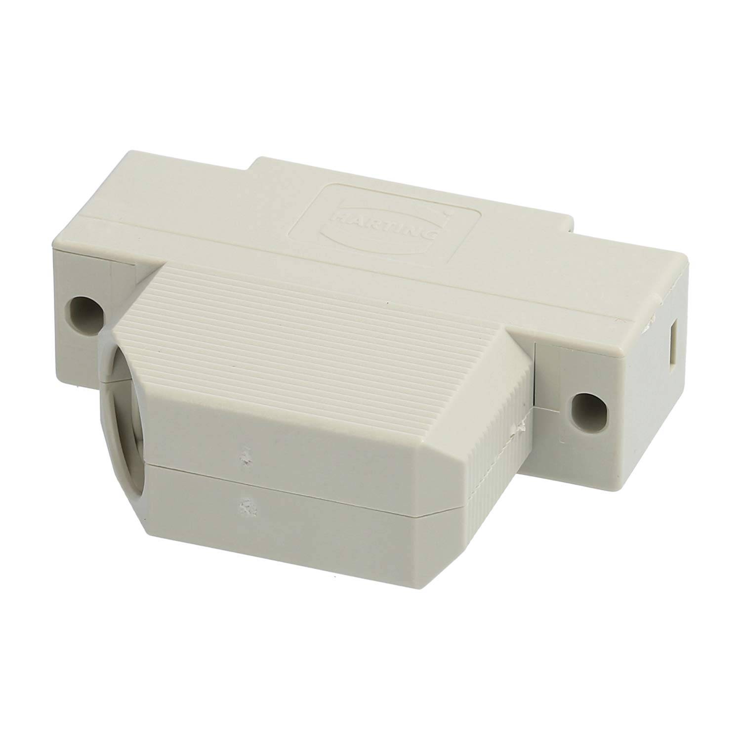 Ein Tür-Kontaktsensor aus Kunststoff zur Wandmontage mit rechteckiger Form und Befestigungslöchern zur Installation.