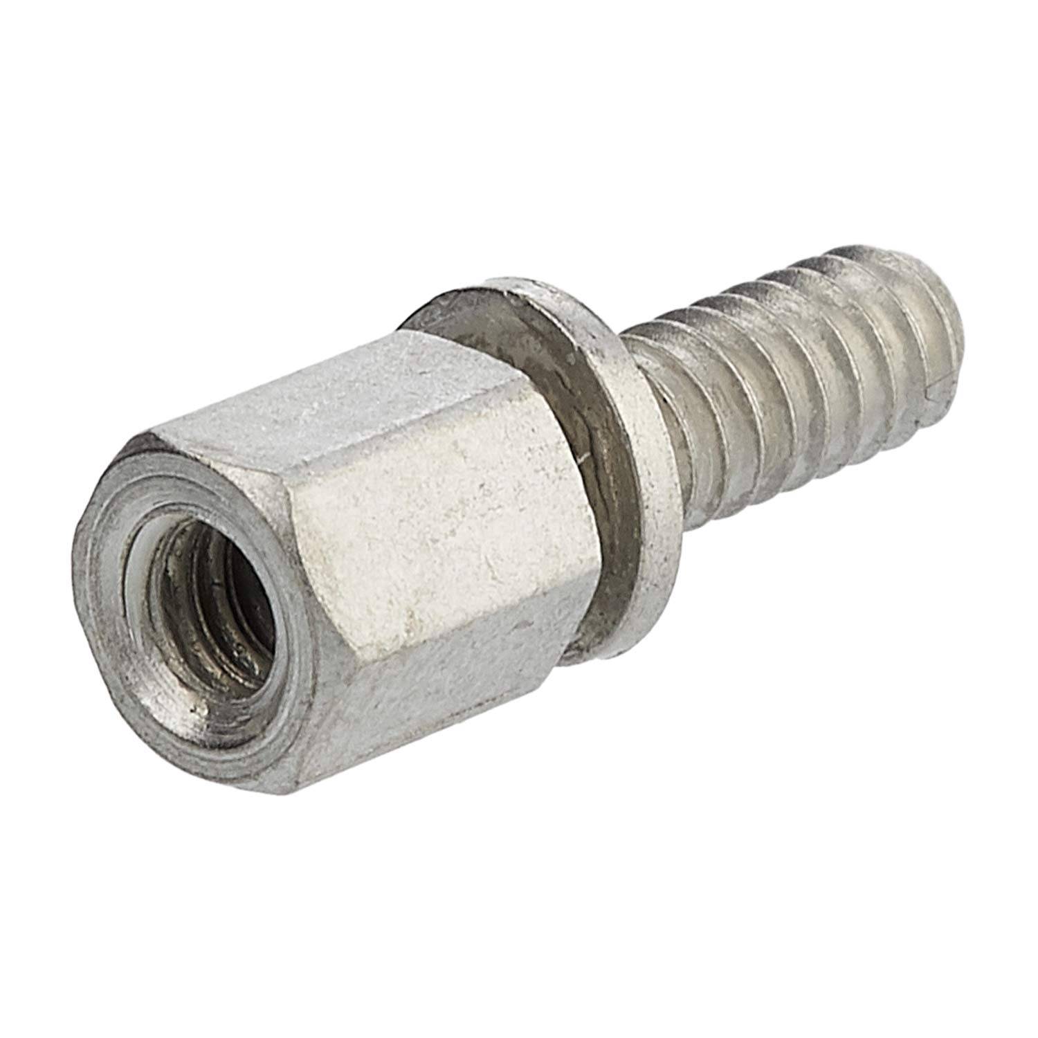 Ein Distanzbolzen aus Metall mit sechseckigem Kopf und Gewinde, der üblicherweise verwendet wird, um Leiterplatten oder Platten zu verbinden und zu stützen.
