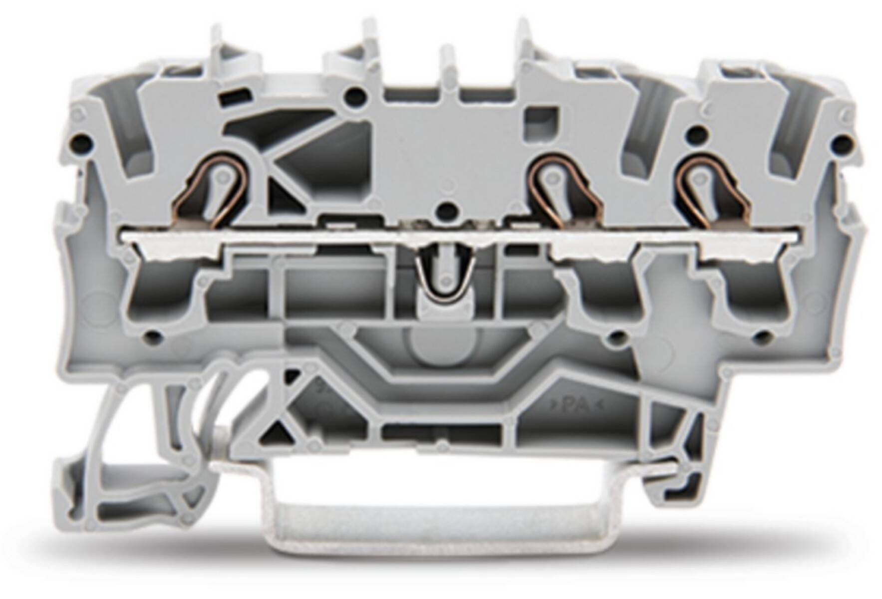 Querschnitt eines PVC-Fensterrahmens mit Darstellung der inneren Kammern und Abteilungen, der die strukturelle Konstruktion und thermische Isolierung veranschaulicht.