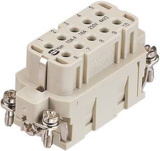 Ein rechteckiger elektrischer Anschlussblock mit nummerierten Ports und Schraubklemmen, beschriftet mit '16A 25V 4kV3'.
