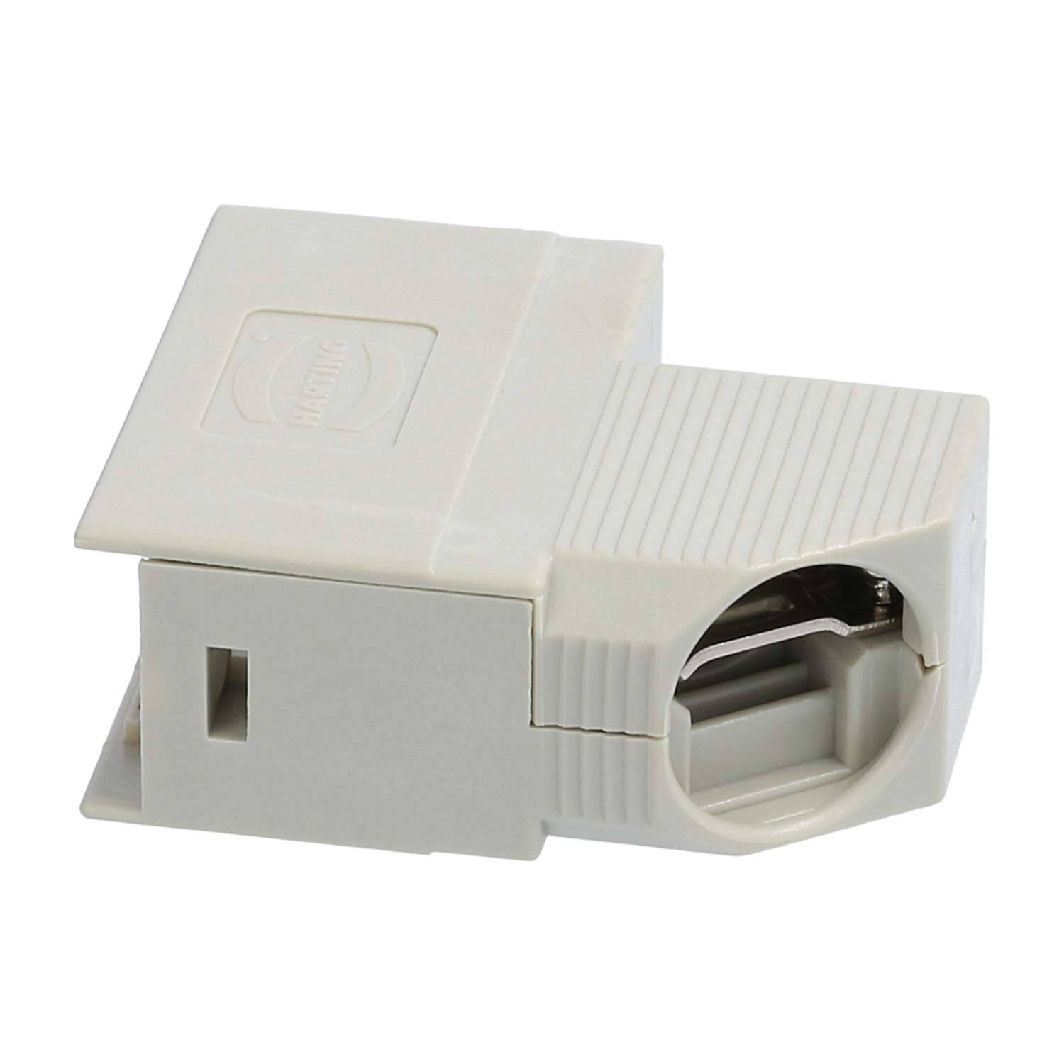Ein modularer RJ45-Telefonbuchse mit rechteckiger Form und gerippter Oberfläche, entwickelt zum Verbinden von Telefonkabeln und zur Verbesserung der Konnektivität.