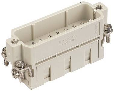 Ein beige, rechteckiges industrielles Anschlussgehäuse mit Zahlenkennzeichnungen und einer Metallschraube auf der linken Seite, verwendet für elektrische Verbindungen.