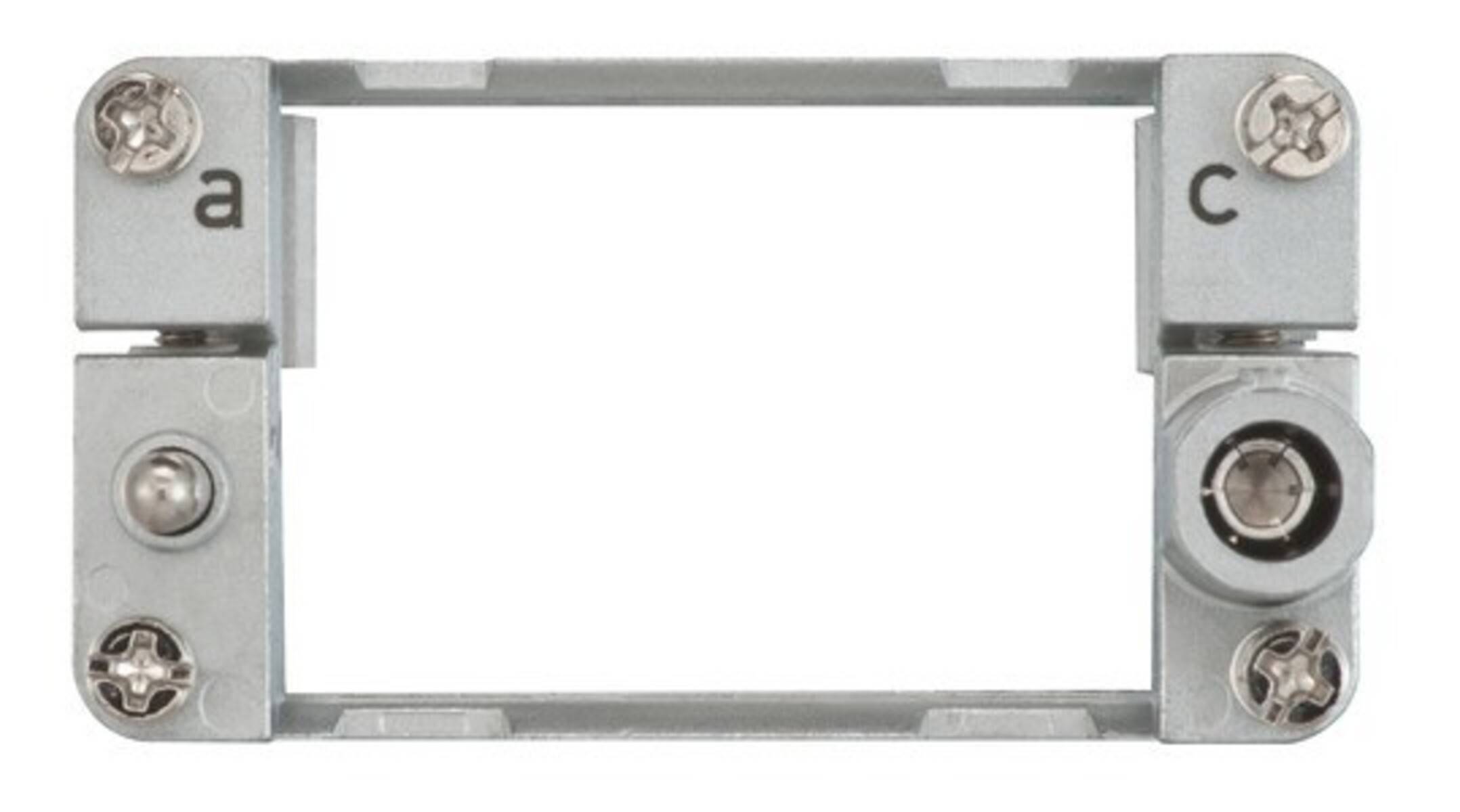 Ein leerer weißer Rahmen mit einem dünnen grauen Metallrand.