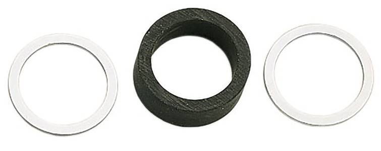 Eine schwarze Gummidichtung mit kreisförmiger Gestalt, die zur Abdichtung oder Abstandhaltung in mechanischen Anwendungen verwendet wird.