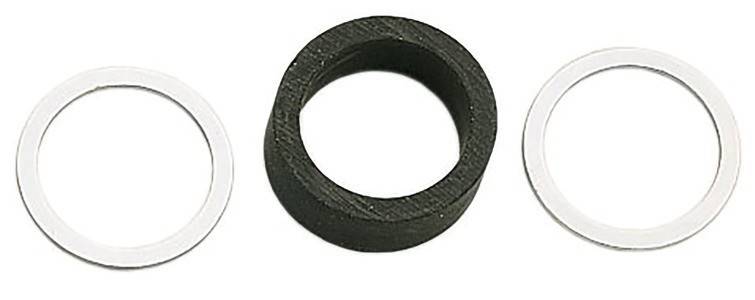 Eine schwarze Gummidichtung mit kreisförmiger Form, zentriert vor einem weißen Hintergrund.