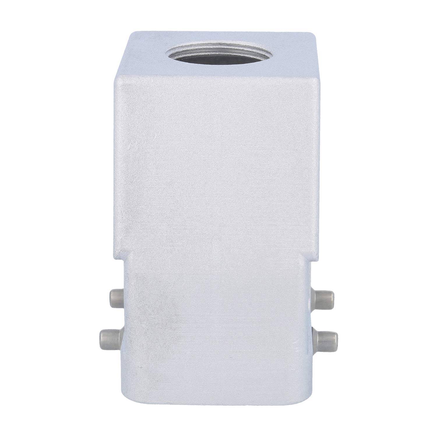 Eine Metallklammer mit einem zylindrischen Loch oben; verwendet zur Montage oder Strukturunterstützung.