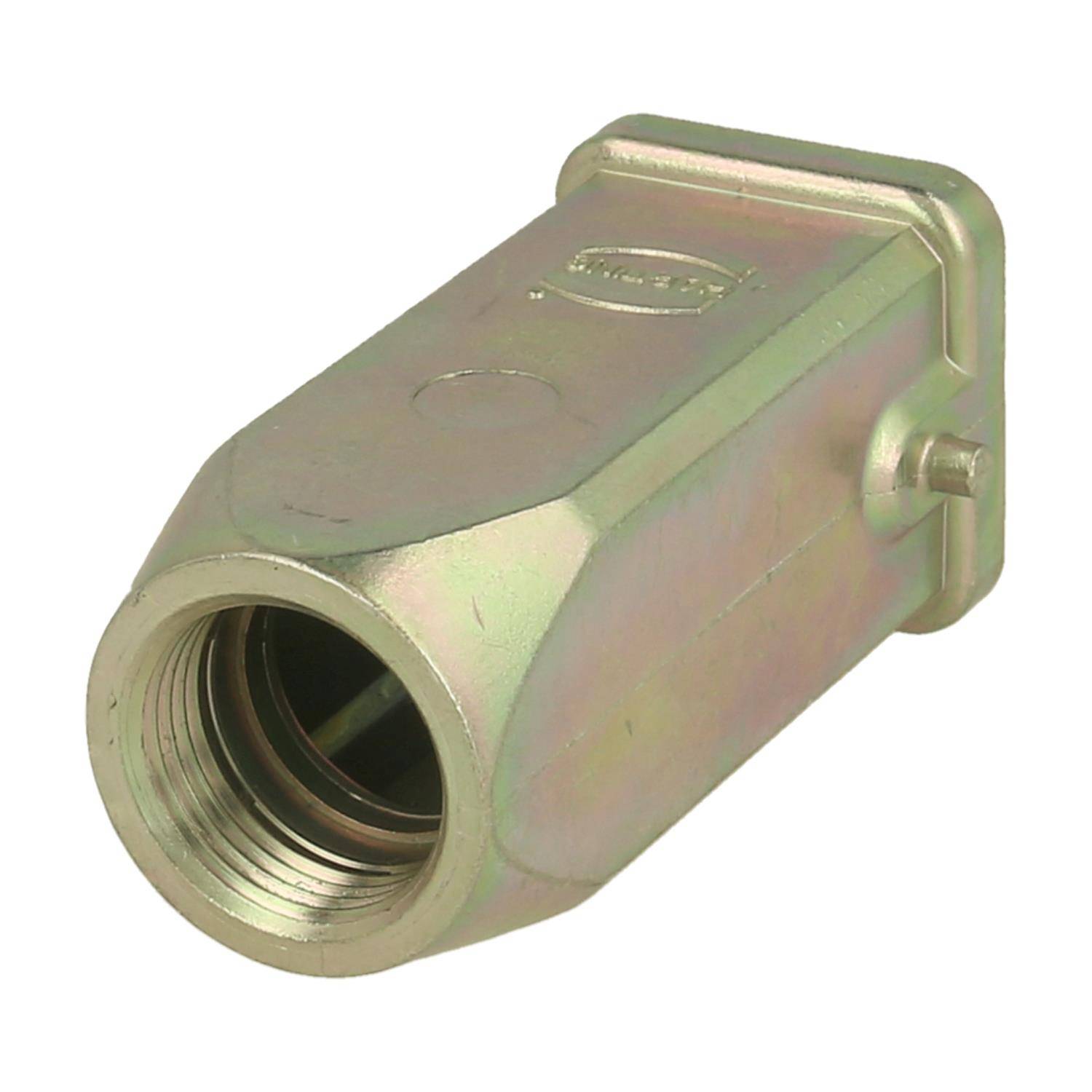 Industrieller Metallkabelverbinder, sechseckige Form, mit Gewindeloch für sichere Befestigung.