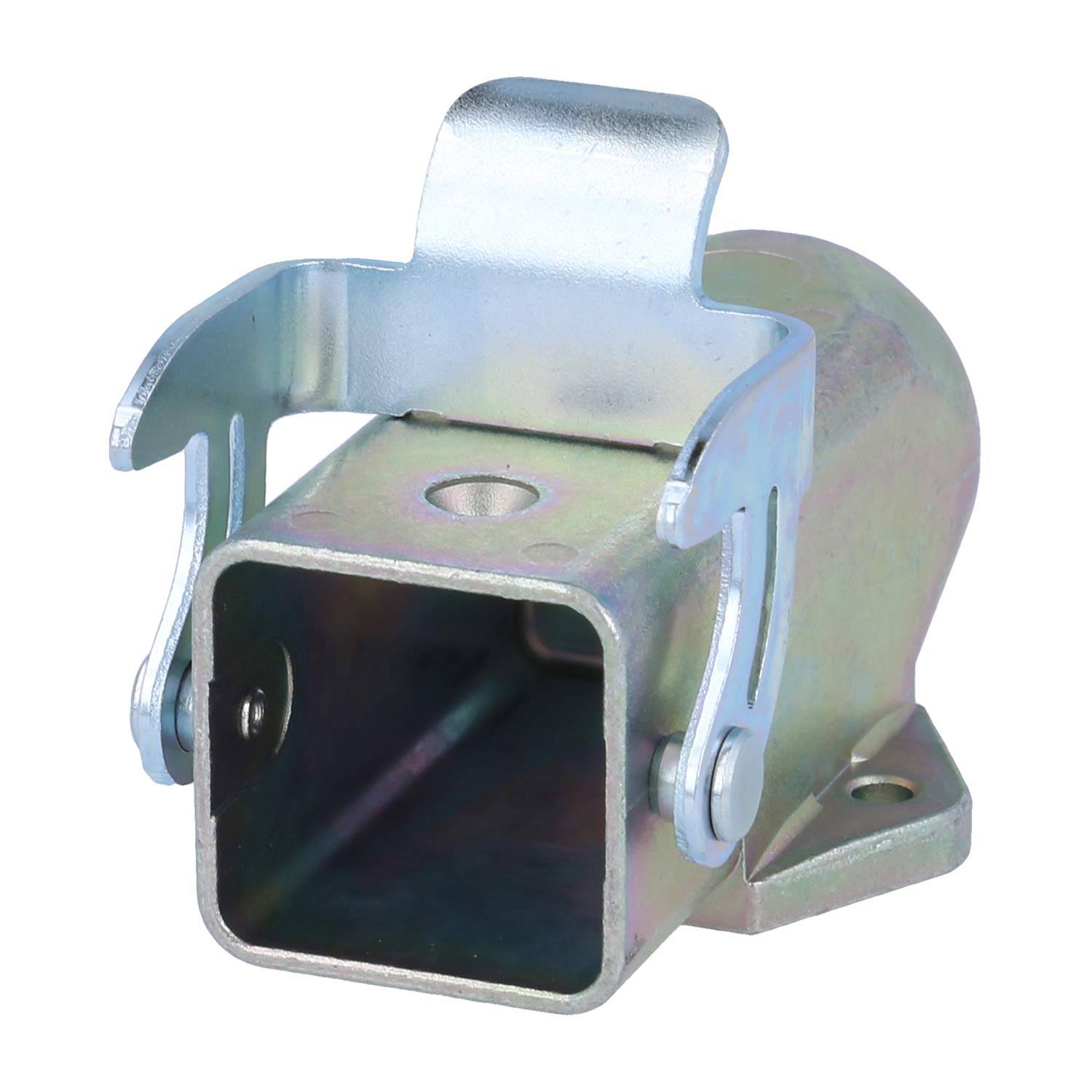 Eine Stahlrohrschelle mit metallischem Glanz verfügt über einen Spannmechanismus zum Sichern von Objekten und wird in Befestigungs- oder Montagesanwendungen verwendet.