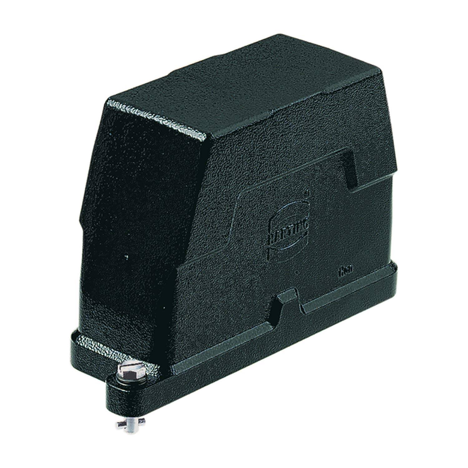 Eine robuste schwarze Metallgehäuseeinheit, geeignet für industrielle Anwendungen, mit kompakter rechteckiger Form und glatter Oberflächenfinish.