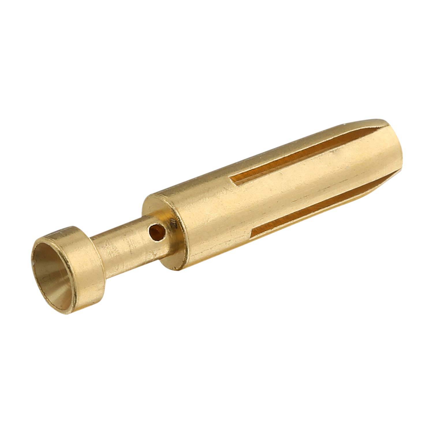 Ein Messingkugelstecker, häufig in elektronischen und elektrischen Anwendungen für die effiziente Verbindung von Drähten verwendet.