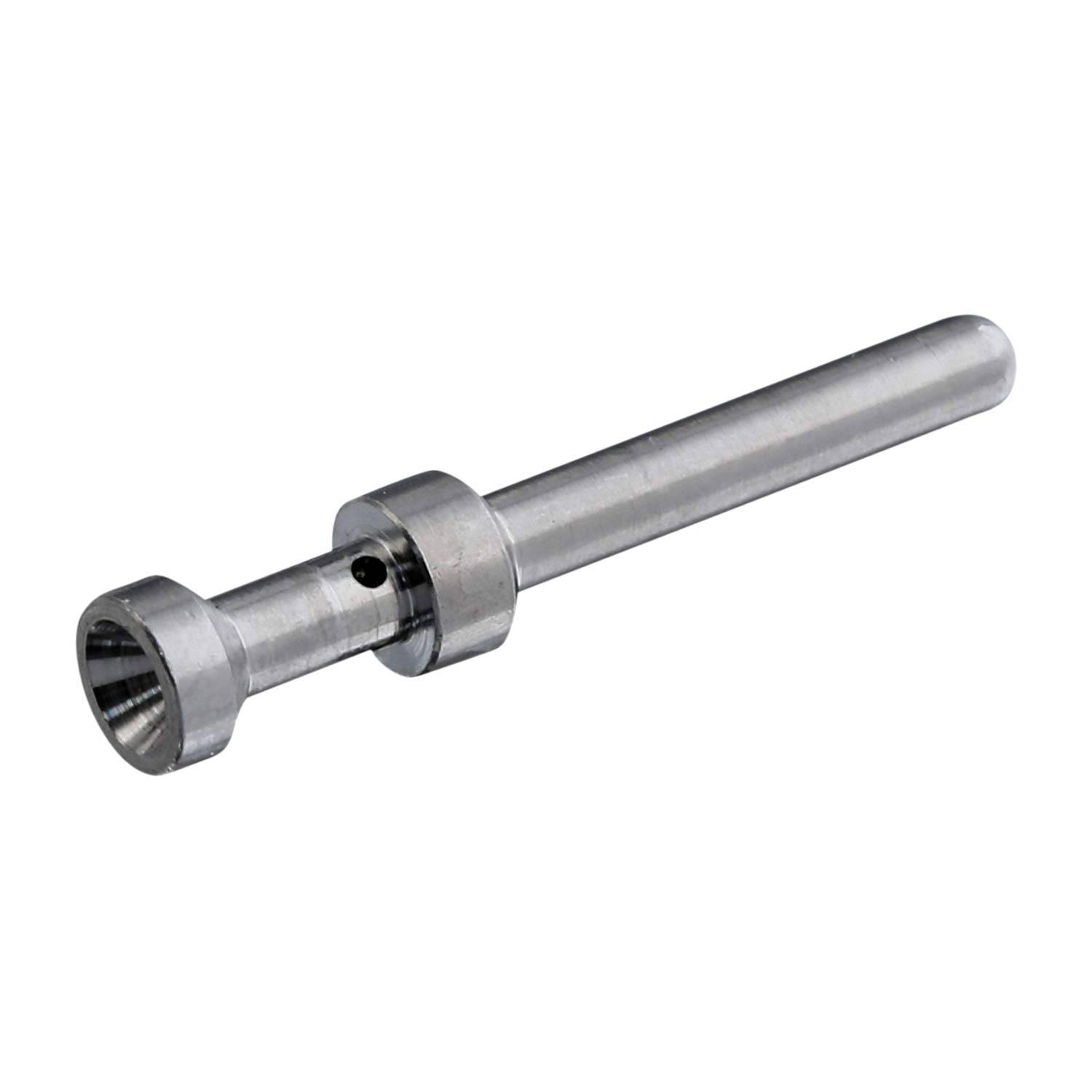 Ein silbernes Metallspindelteil mit zylindrischem Schaft und einem hohlen, breiteren Ende. Es wird typischerweise in Industriemaschinen verwendet.