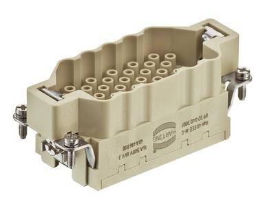 Elektrischer Anschluss mit mehreren kreisförmigen Anschlüssen, gekennzeichnet mit '50V 25A', verwendet für industrielle Verdrahtungsanwendungen. Beige Farbe, rechteckige Form.