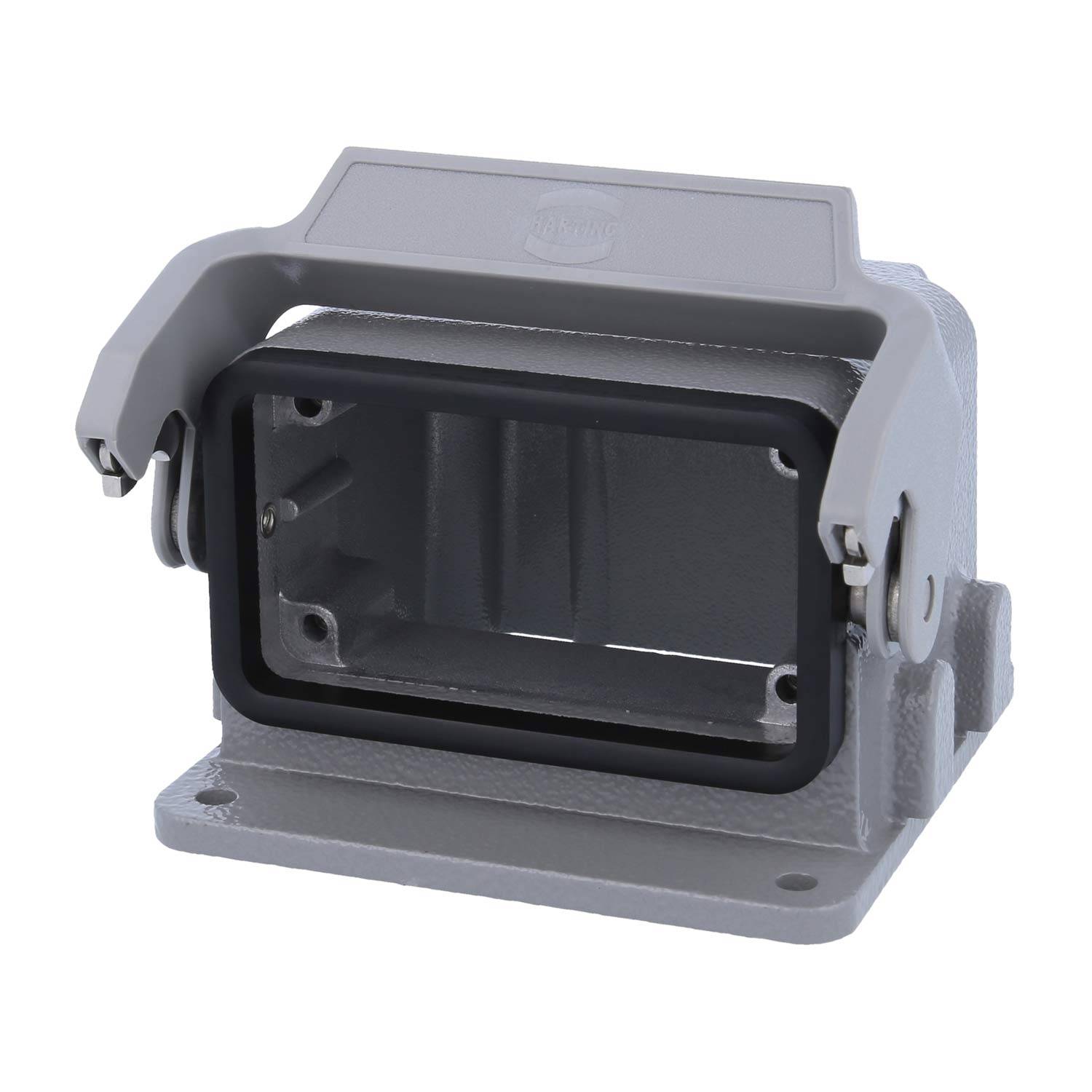 Metallgehäuse mit klappbarer rechteckiger Öffnung, das für elektrische oder industrielle Verbindungen verwendet wird.