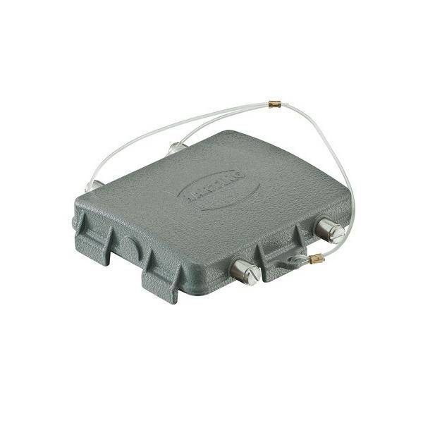Ein grauer rechteckiger elektronischer Apparat mit angeschlossenen Anschlüssen und Kabeln, der für Utility- oder Netzwerkzwecke verwendet wird.