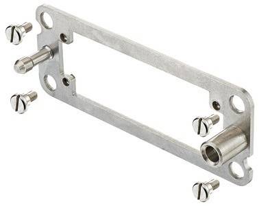 Metallrahmen mit zylindrischer Stange und Schrauben, wahrscheinlich Teil einer mechanischen Baugruppe, isoliert auf weißem Hintergrund.