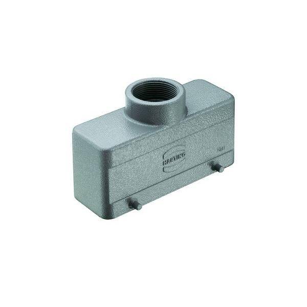 Rechteckiger Metallverteilerdose mit einer oben aufgeschraubten Öffnung, die häufig in elektrischen Anwendungen verwendet wird, um Zugang zu Leitern zu ermöglichen.