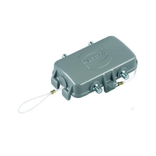 Eine graue metallische Außen-Kabel-TV-Box mit geschlossenem Deckel und der Beschriftung 