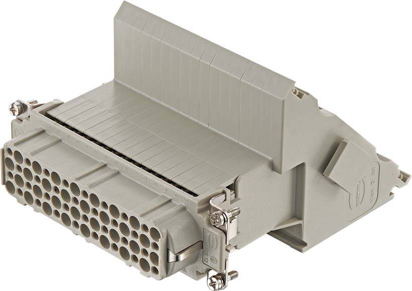 Ein grauer industrieller elektrischer Anschlussblock mit mehreren kreisförmigen Steckplätzen, konzipiert für sichere elektrische Verkabelung und Systemintegration.