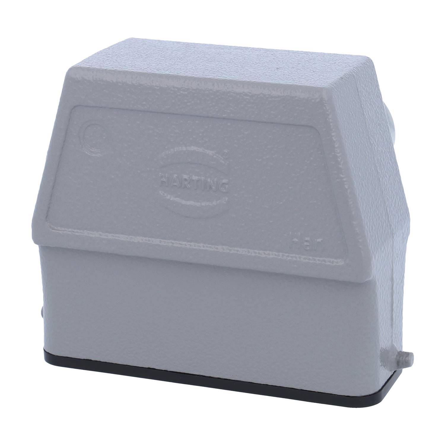 Ein Metallverbindungsgehäuse mit eingraviertem Markennamen, mit einer geneigten Oberseite und Schraubenlöchern zur sicheren Befestigung.