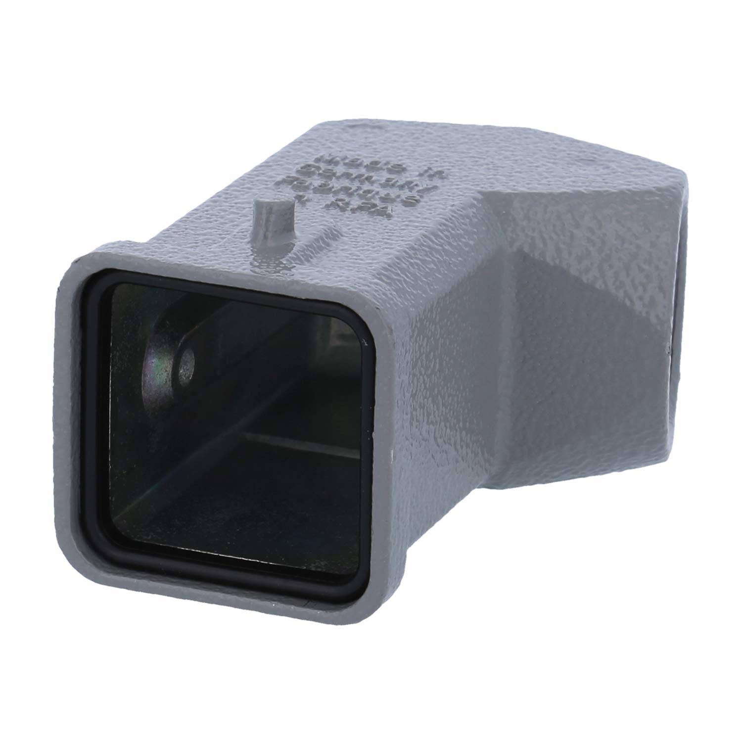 Ein Metallwinkel-Elektroinstallationsrohrverbinder mit strukturierter Oberfläche, der zum Verbinden von zwei Rohrabschnitten in einem 90-Grad-Winkel verwendet wird.