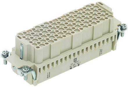 Ein beiger elektrischer Klemmenblock mit mehreren zylindrischen Anschlüssen, der zum Befestigen und Organisieren von elektrischen Leitungen verwendet wird.