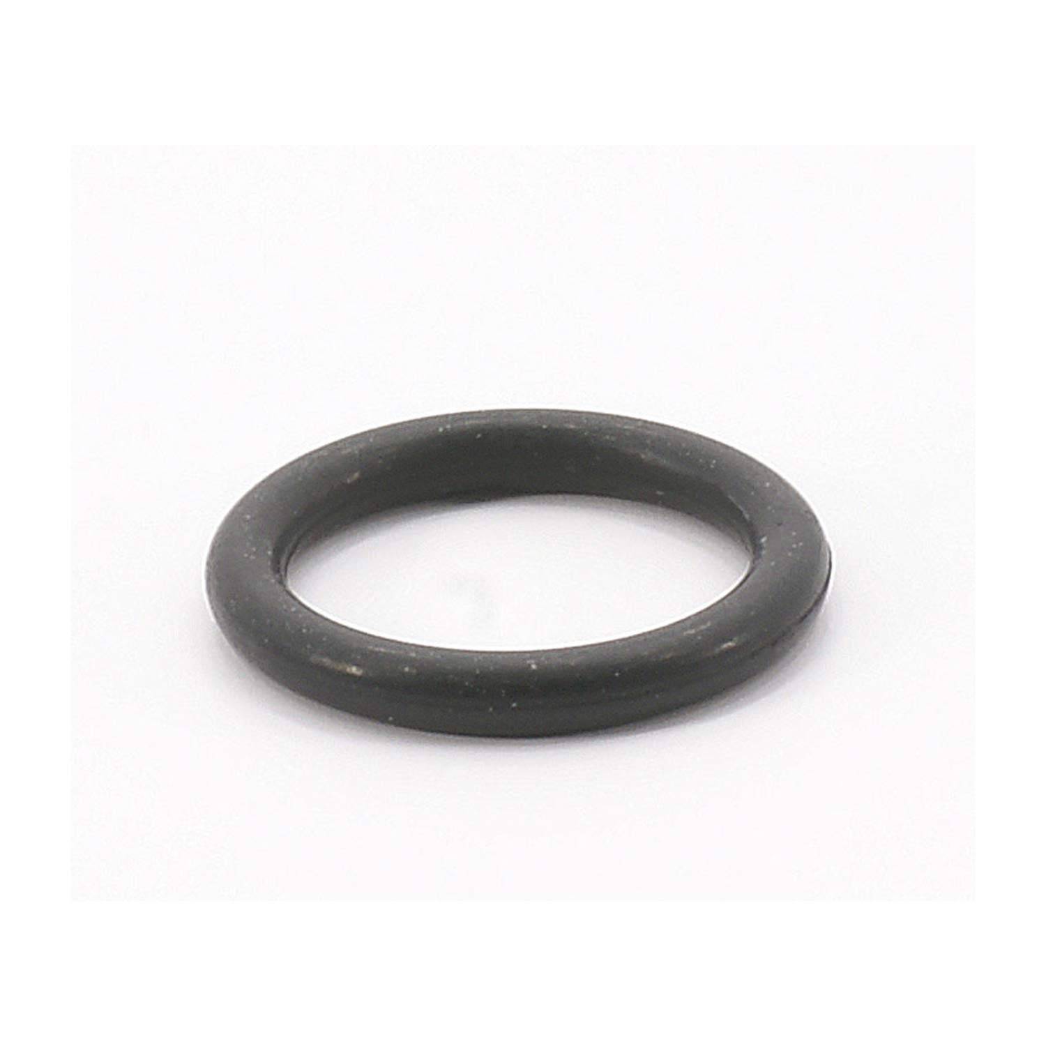 Ein Nahaufnahmebild eines schwarzen Gummi-O-Rings, kreisförmig gestaltet, verwendet zum Abdichten von Rohren oder Maschinen.