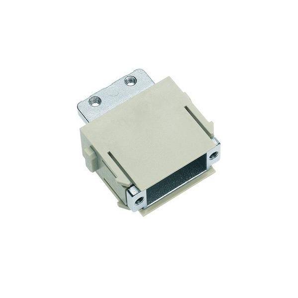 Ein beige rechteckiger elektrischer Verbinder mit zwei Metallschrauben oben, der in elektronischen Geräten für sichere Verbindungen verwendet wird.
