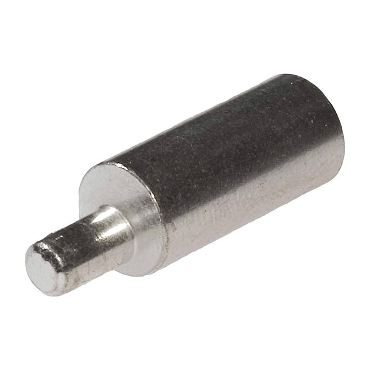 Ein Barrel-Stecker-Pin für elektrische Verbindungen, zylindrisch und metallisch, häufig in elektronischen Geräten für die Stromversorgung zu finden.