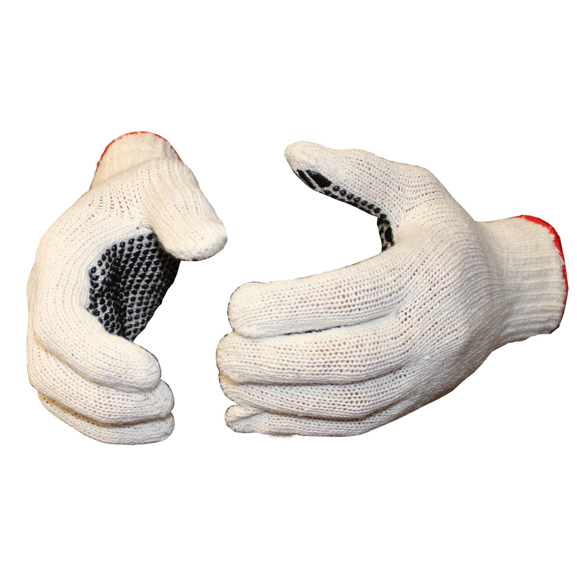 Strickhandschuhe Gr. 10, PVC-Noppen, roter Rand, EN388 Kat.2 / Paar
