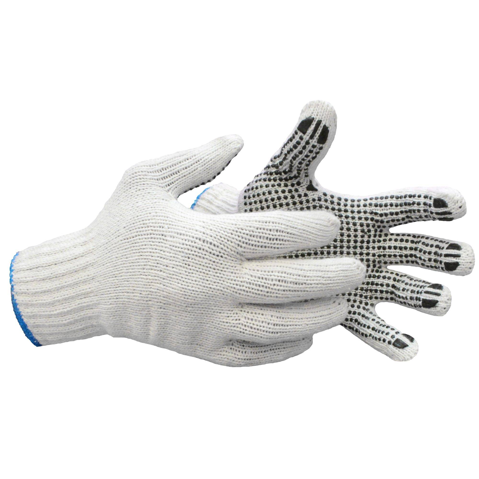 Strickhandschuhe Gr. 11, PVC-Noppen, blauer Rand, EN388 Kat.2 / Paar