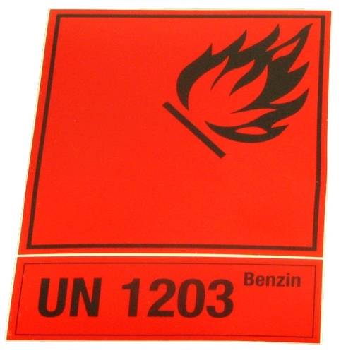 Aufkleber für Benzinkanister: 'Benzin'