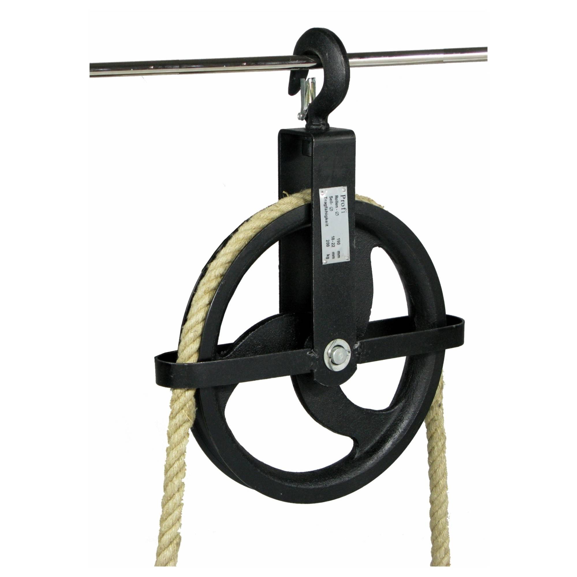 Bau-Aufzugsrolle Ø 190 mm / 200 kg, mit Kreuzbügel
