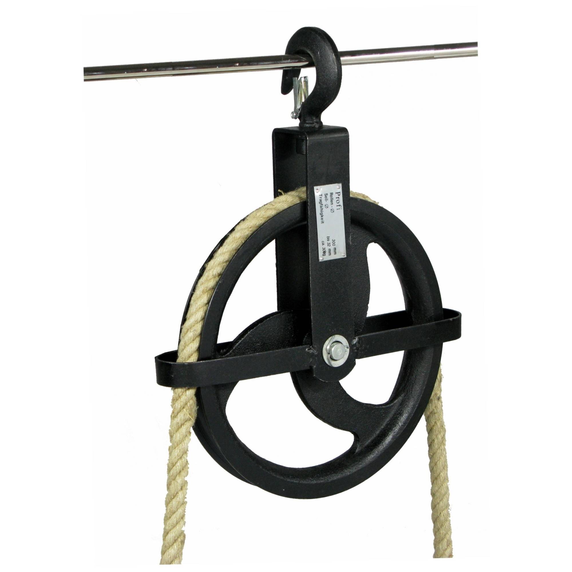 Bau-Aufzugsrolle Ø 300 mm / 300 kg, mit Kreuzbügel