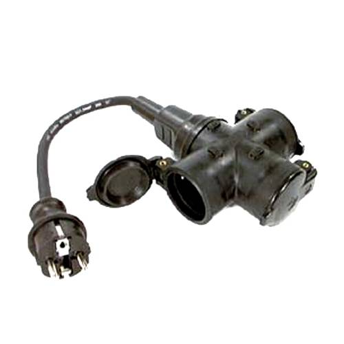 Steckdosenblock 3-fach, mit Deckel und 0,3 m Kabel mit Schuko-Stecker