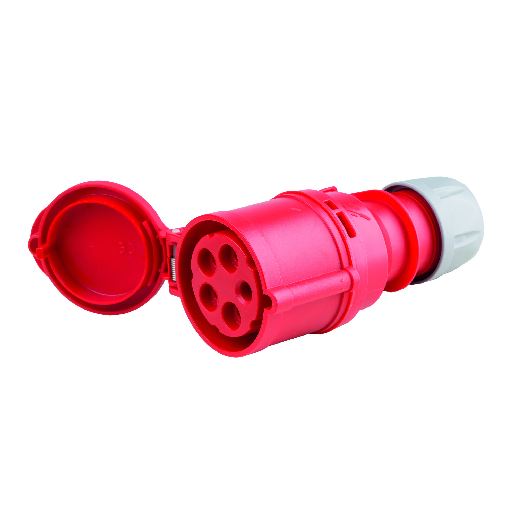 CEE-Kupplung 5-polig, 400V /16A, IP44, 6h, schraubbar, Klappdeckel