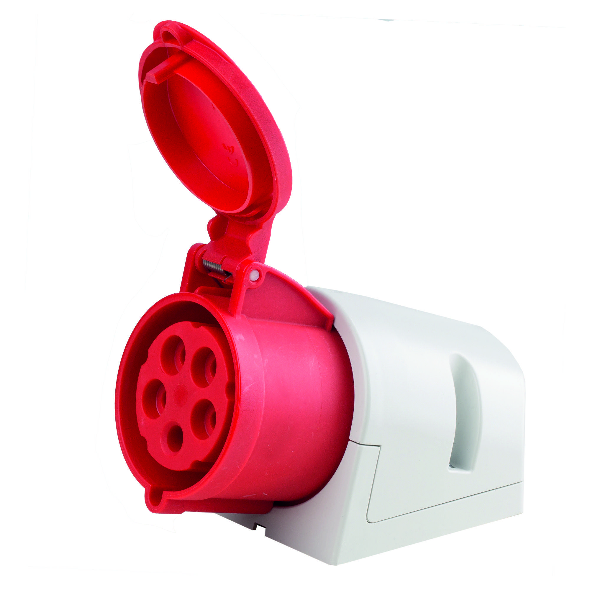 CEE-Wandsteckdose 5-polig, 400V /16A, IP44 6h, schraubbar, Klappdeckel