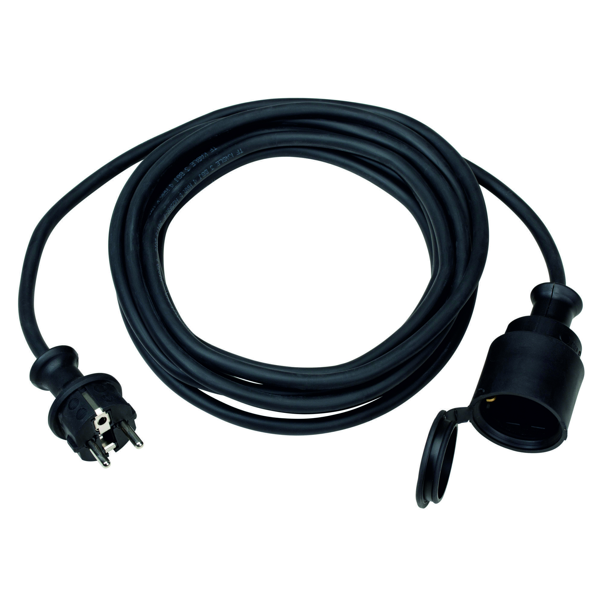 Gummi-Verlängerungskabel H05RR-F 3G1,5 / 230V, 16A, schwarz, 5,0 m