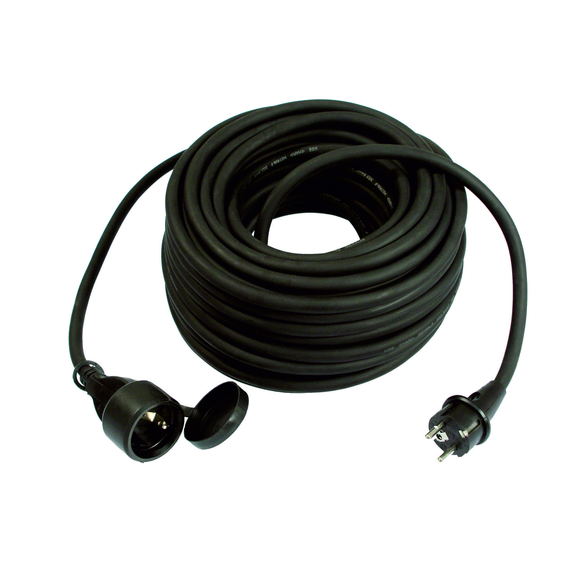Gummi-Verlängerungskabel H07RR-F 3G1,5 / 230V, 16A, schwarz, 25,0 m