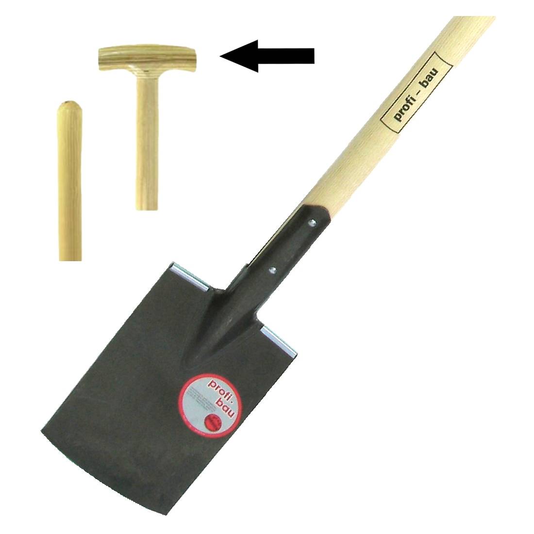 Bauspaten 280 x 180 mm, sandgestrahlt, mit T-Stiel