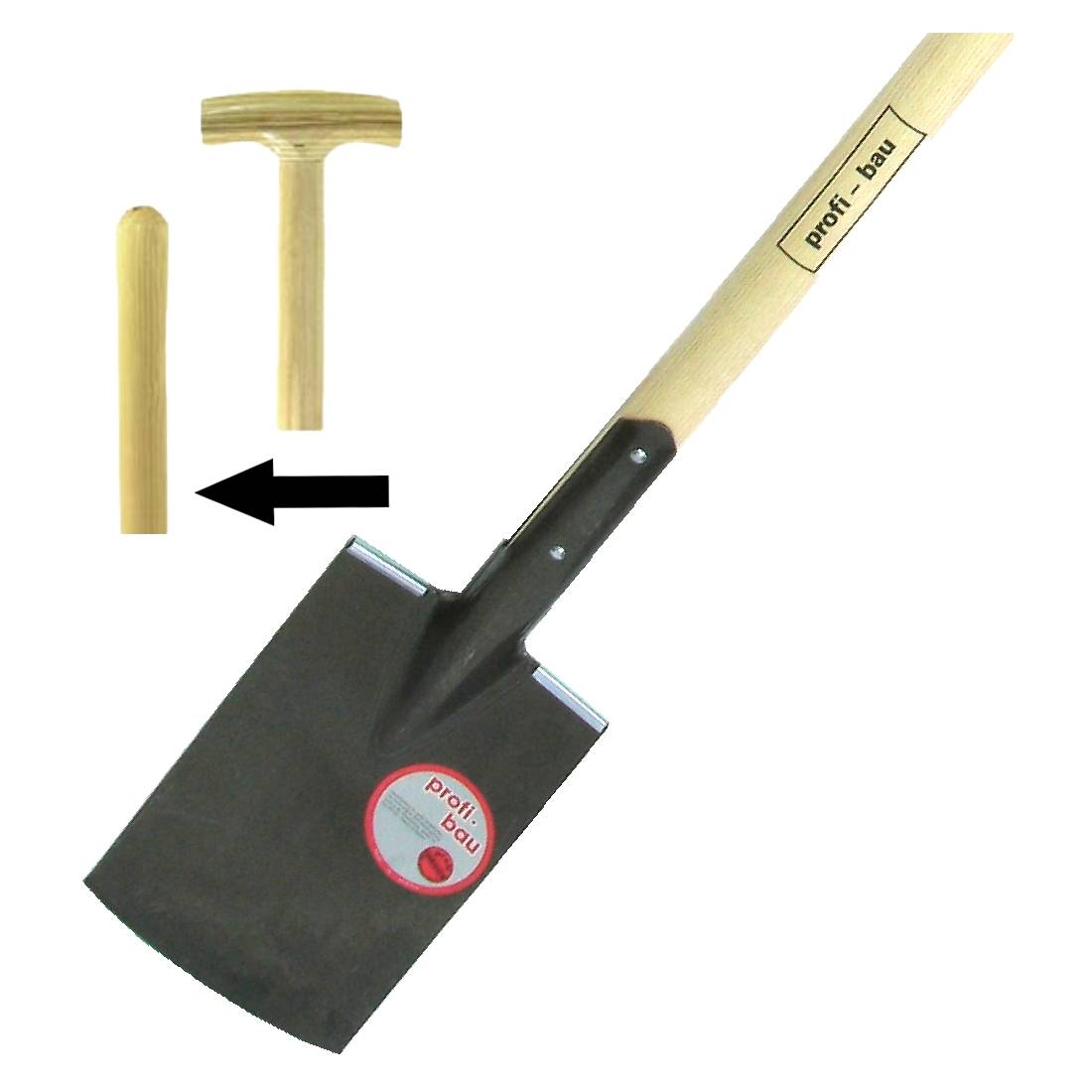 Bauspaten 280 x 180 mm, sandgestrahlt, mit Knopfstiel