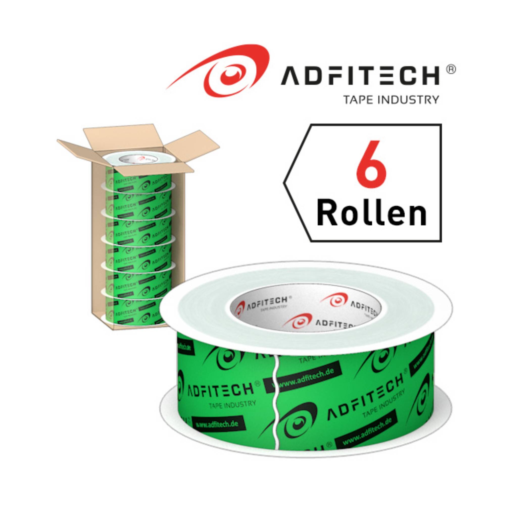 Adfitech Dichtklebeband 'AT210' 60 mm x 25 lfm / Krt a 6 Rollen