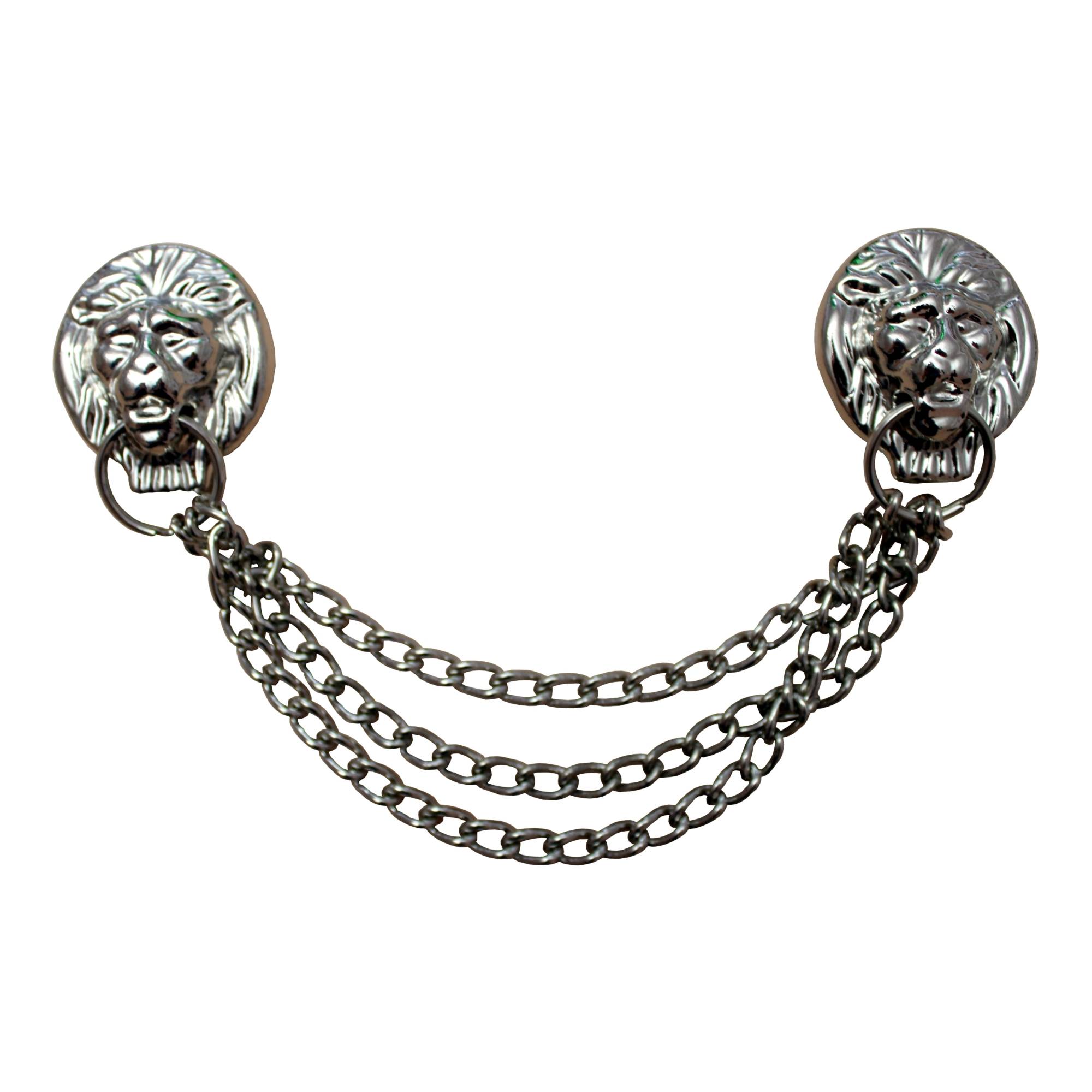 Löwenkopfkette vernickelt, 3-fach