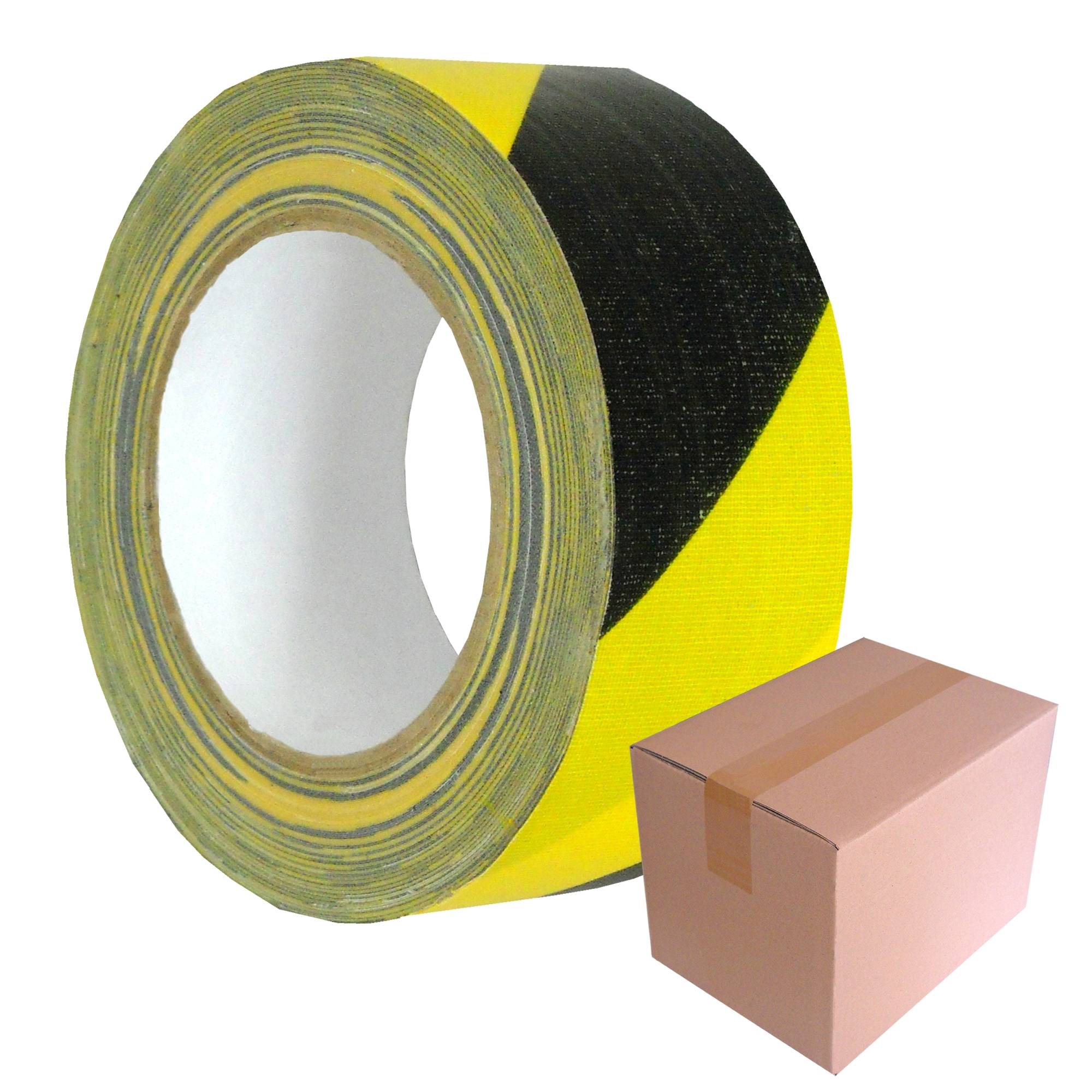 Gewebe-Warnband T506 schwarz-gelb 50 mm x 25 m / Krt a 24 Rollen