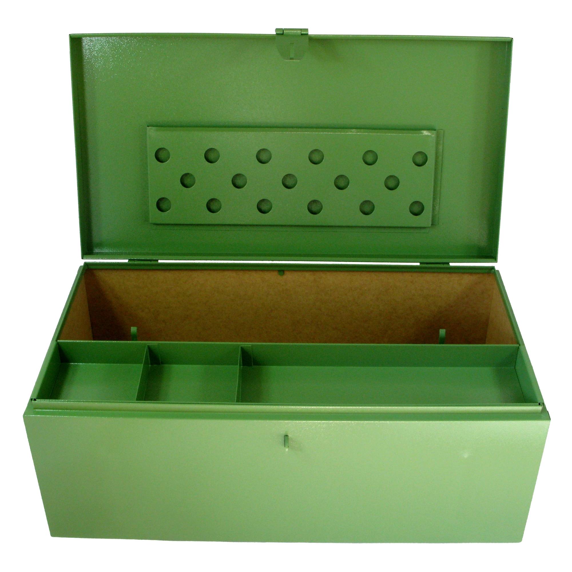 Stahlblechkoffer mit Facheinsatz für kleine Teile