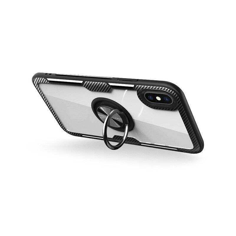 Premium Handy Hülle Carbon Transparent Dezent Bumper Case Cover drehbar Ring 360° Halter Magnetisch für Samsung Galaxy S20 Ultra G988B