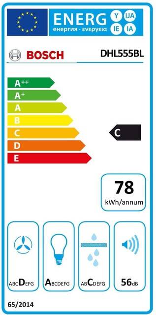 Energieeffizienz-Etikett mit einer 'C' Bewertung und einem jährlichen Energieverbrauch von 78 kWh. Farbcodiert von grün (A++) bis rot (E).